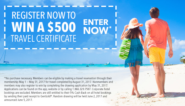 Register to win a $500 travel certificate!